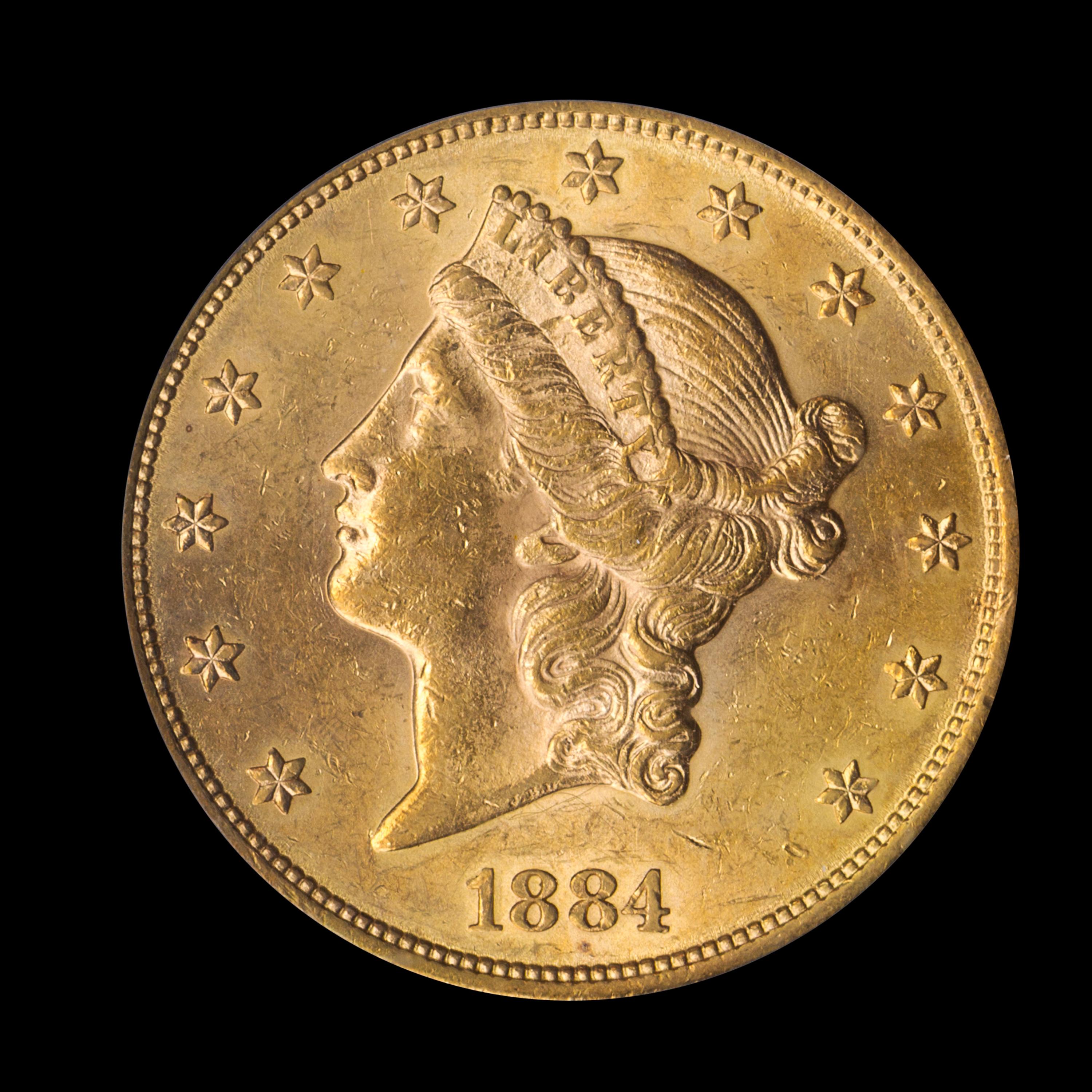 A United States 1884-S Liberty Head $20 Gold Coin