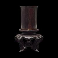 A Small Chinese Zitan Brushpot, Bitong 紫檀素面筆筒