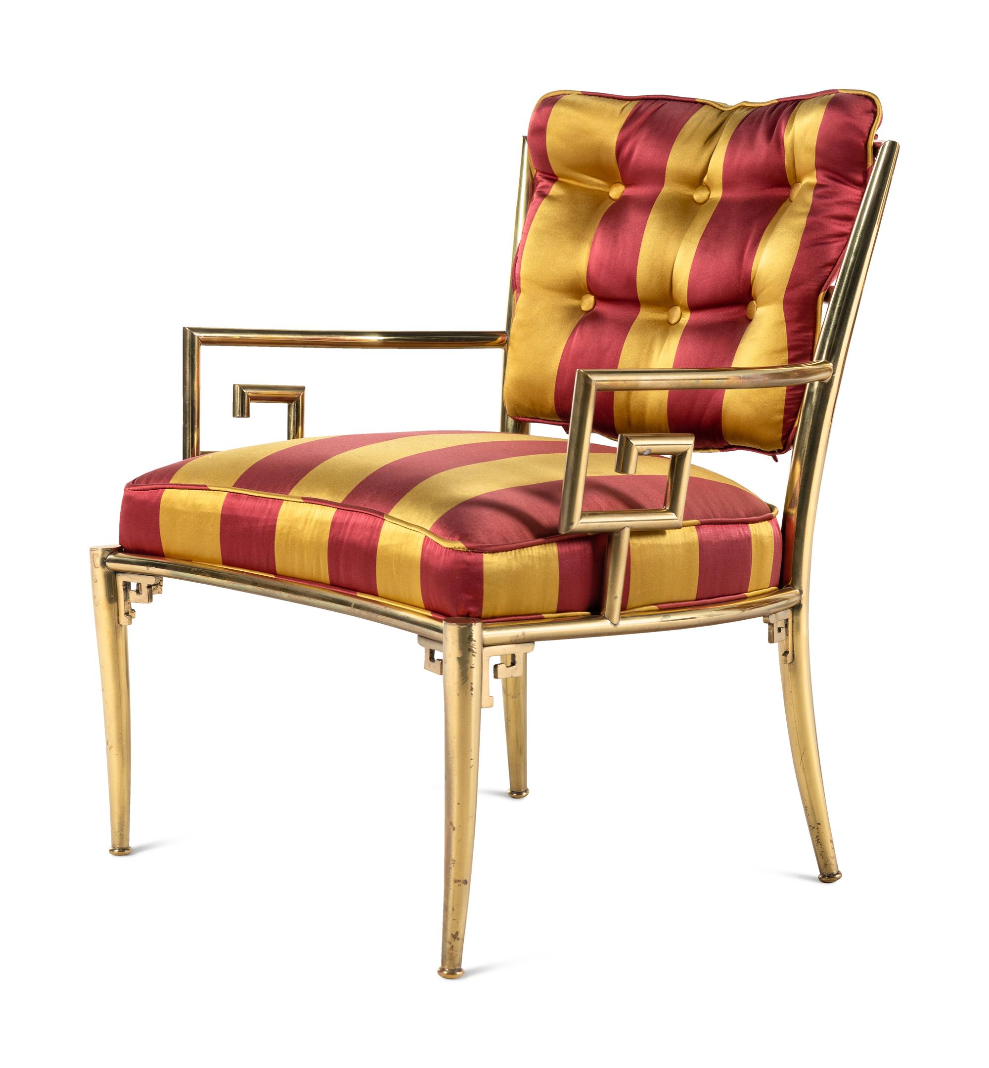 Set of Four Greek Revival Armchairs with Scalamandré Silk Satin Upholstery