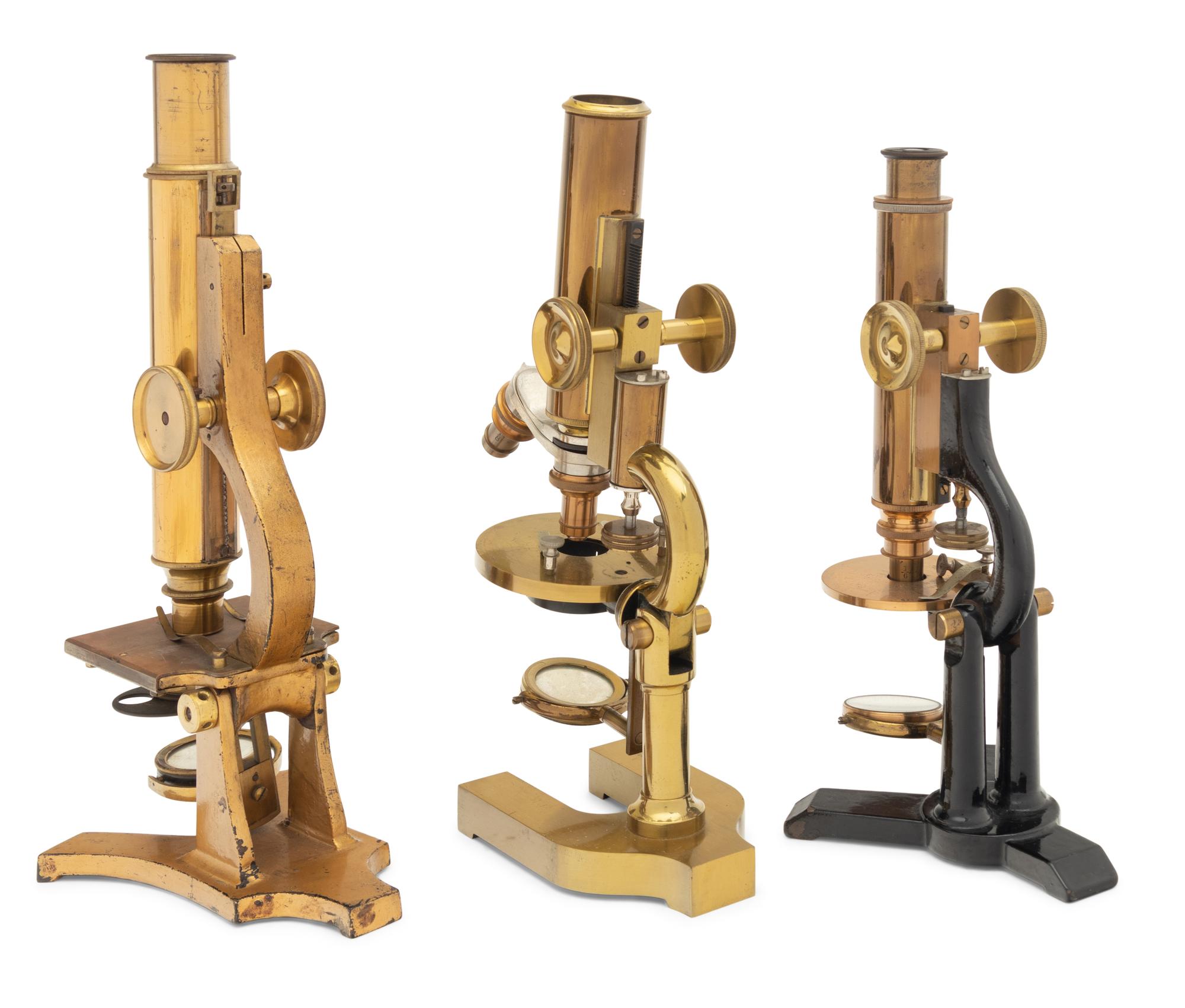 Three American Brass Microscopes