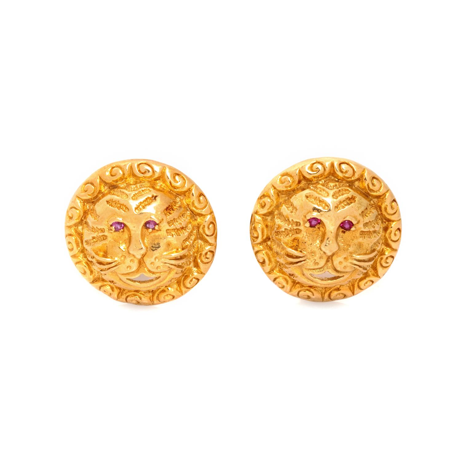 YELLOW GOLD LION CUFFLINKS