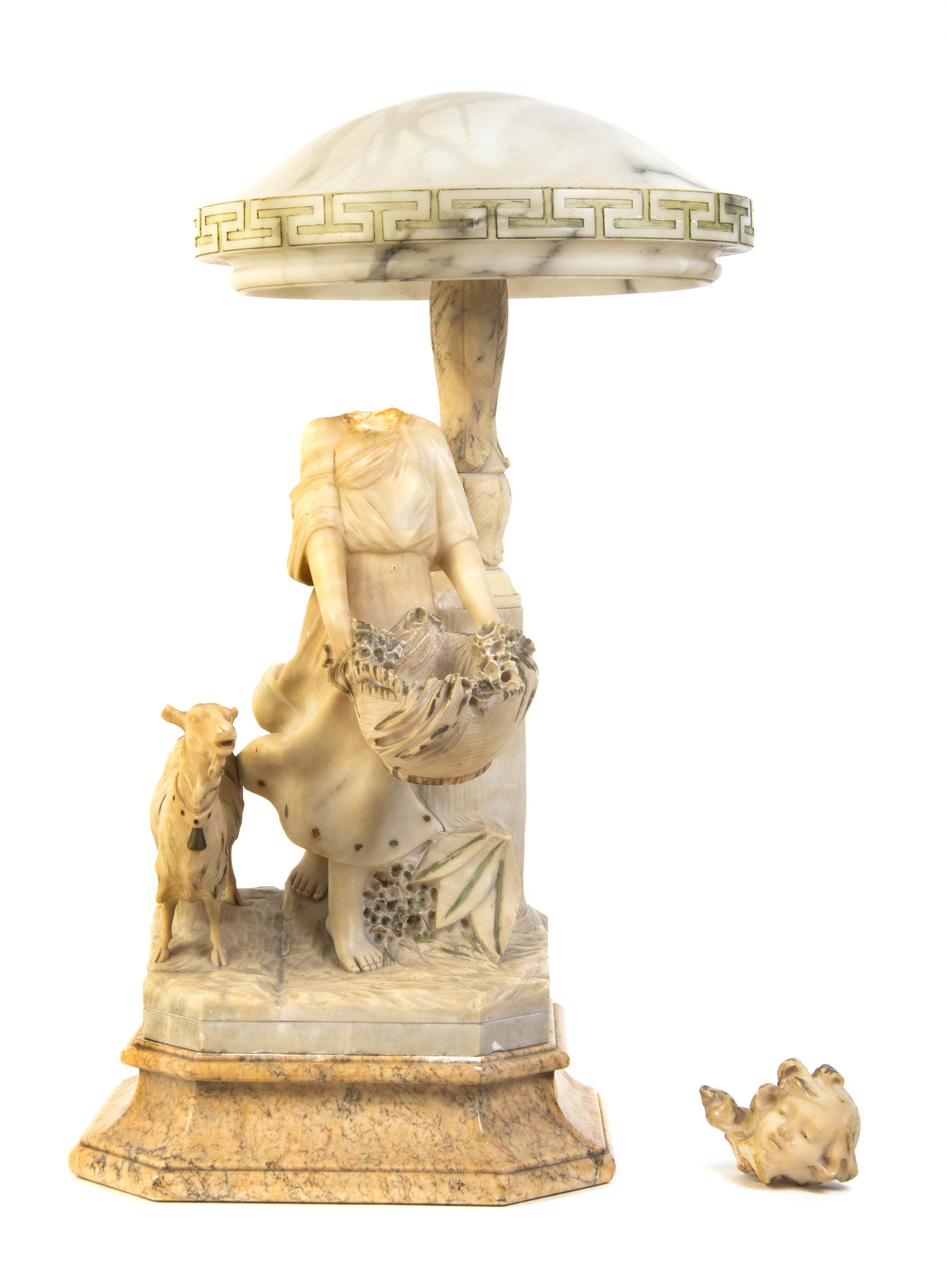 An Italian Alabaster Figural Lamp, TRINCIARELLI, Height 29 inches. — TRINCIARELLI,
