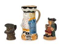 A Miniature Yorkshire Style Toby Jug and Two Miniature Toby Jug-Form Articles