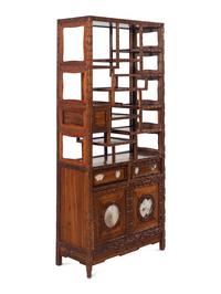 A Chinese Marble Inset Huanghuali Display Cabinet, Duobaoge