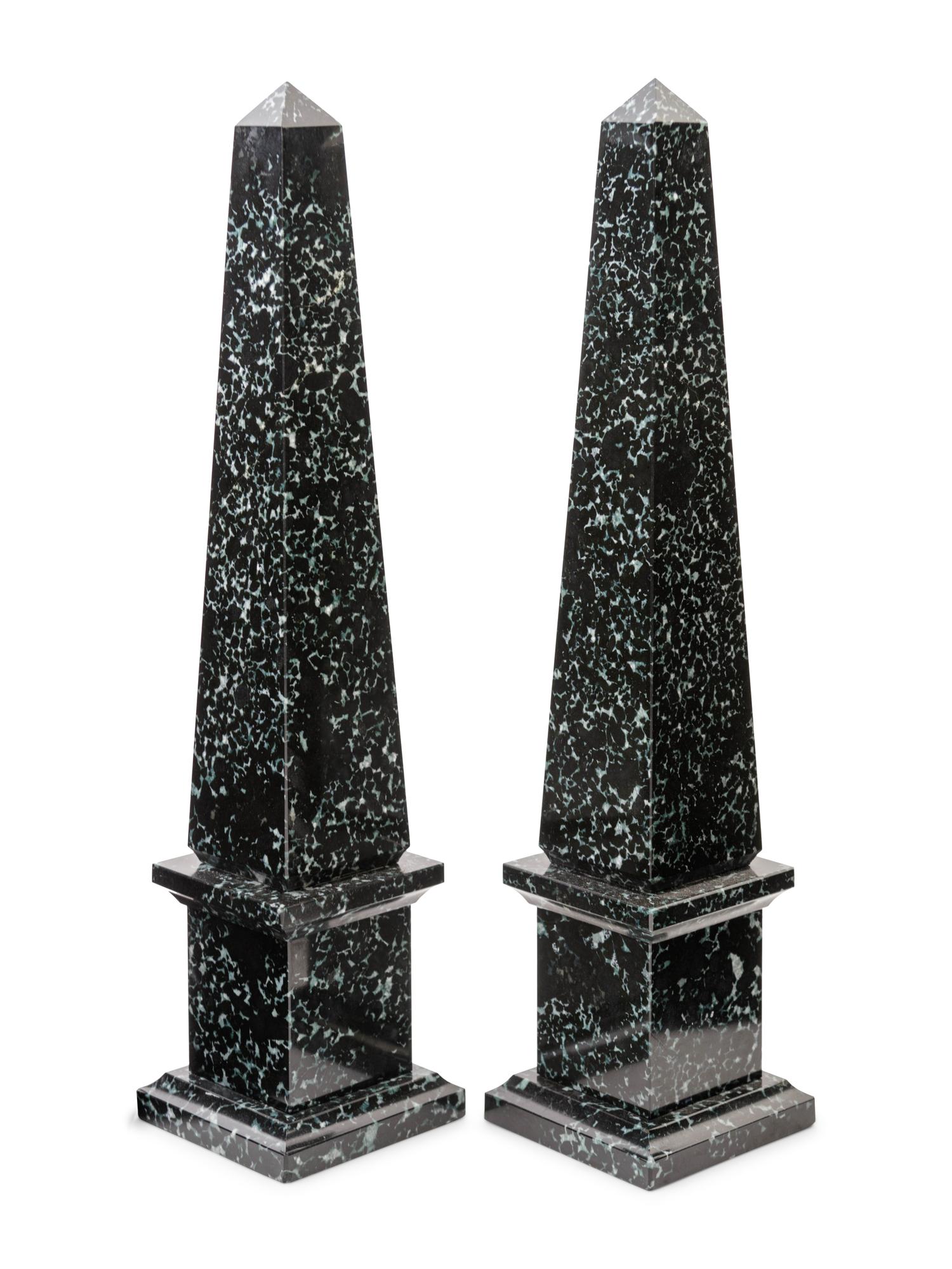 A Pair of Marble Obelisks