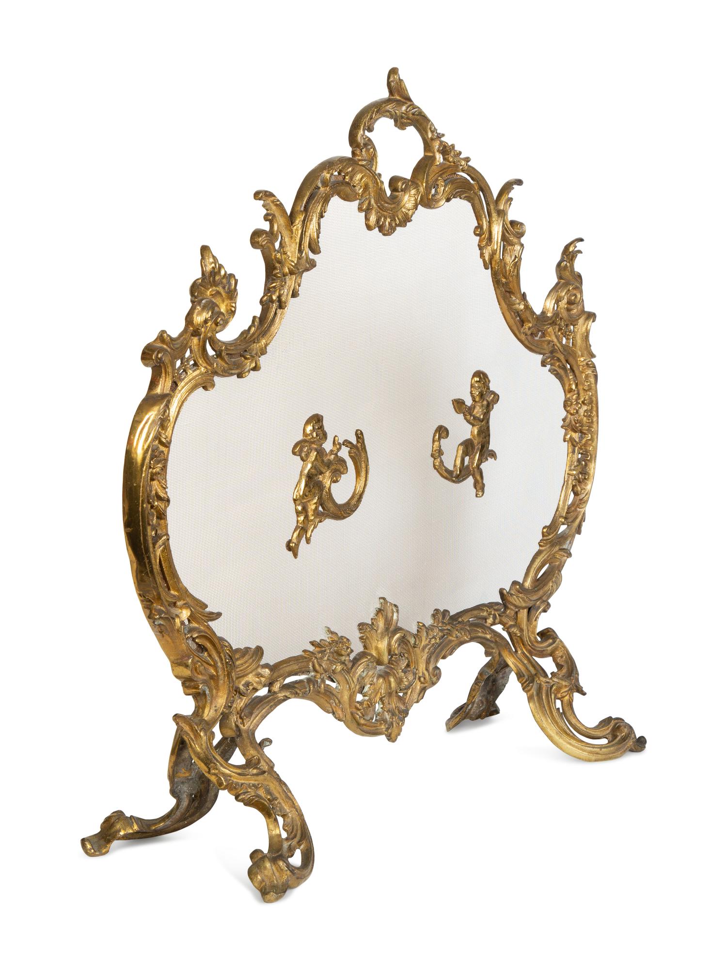 A Louis XV Style Gilt Bronze Fire Screen