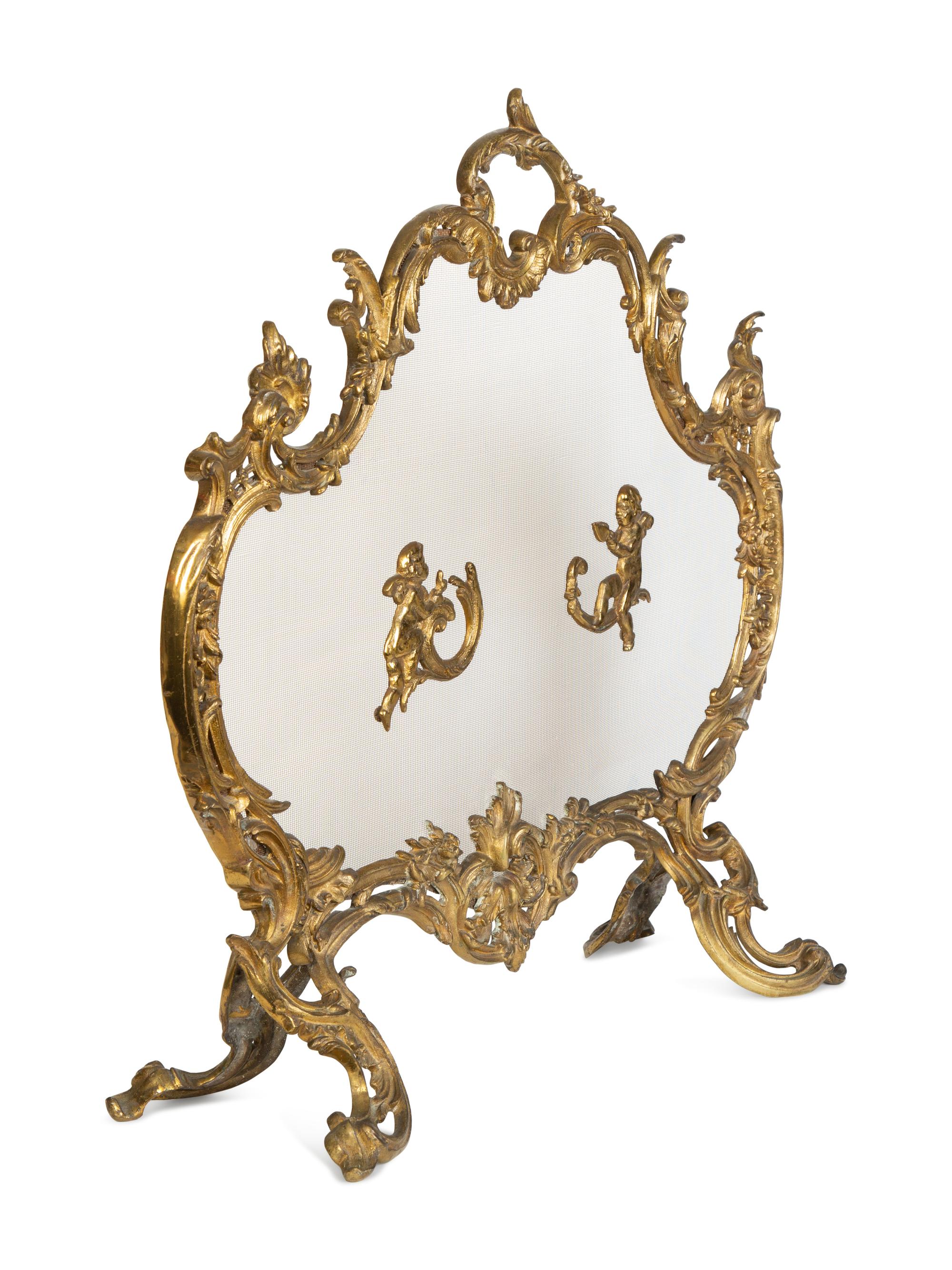 A Louis XV Style Gilt Bronze Fire Screen