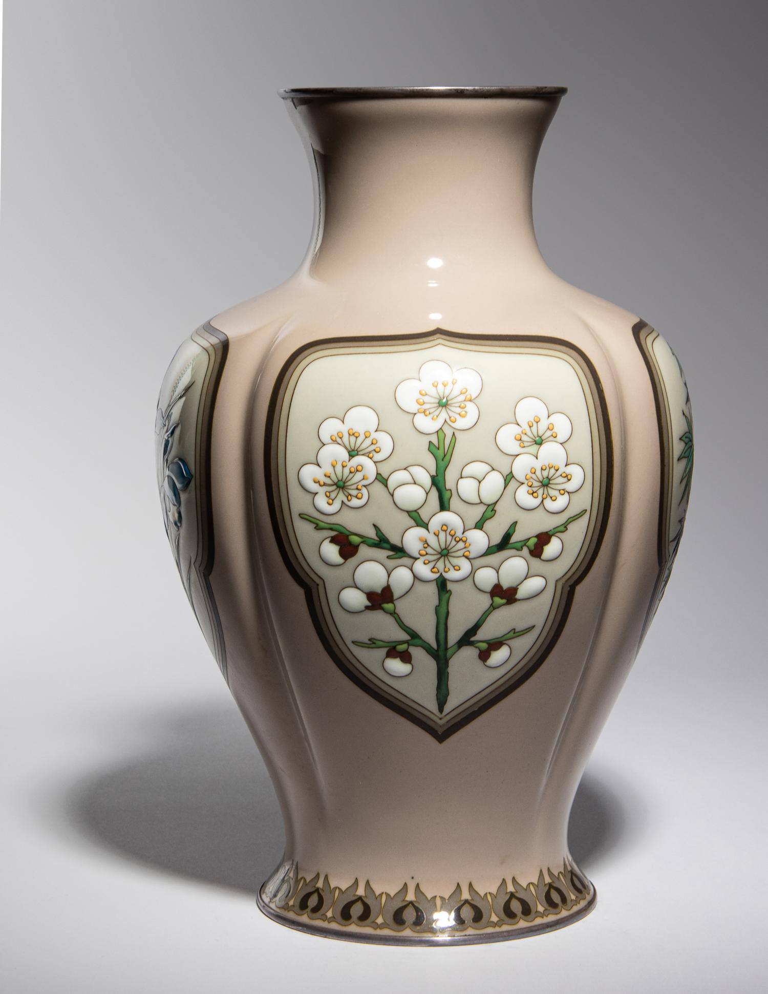 A Japanese Cloisonné Moriage Baluster Vase