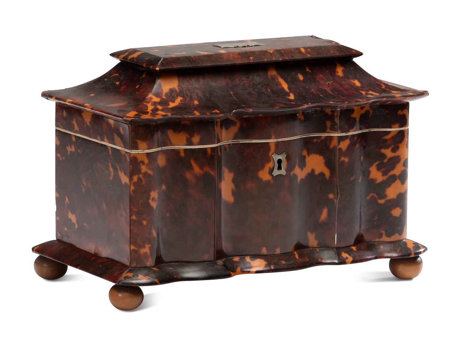 A Regency Tortoiseshell Tea Caddy
