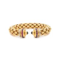 YELLOW GOLD, RUBY AND SAPPHIRE CUFF BRACELET