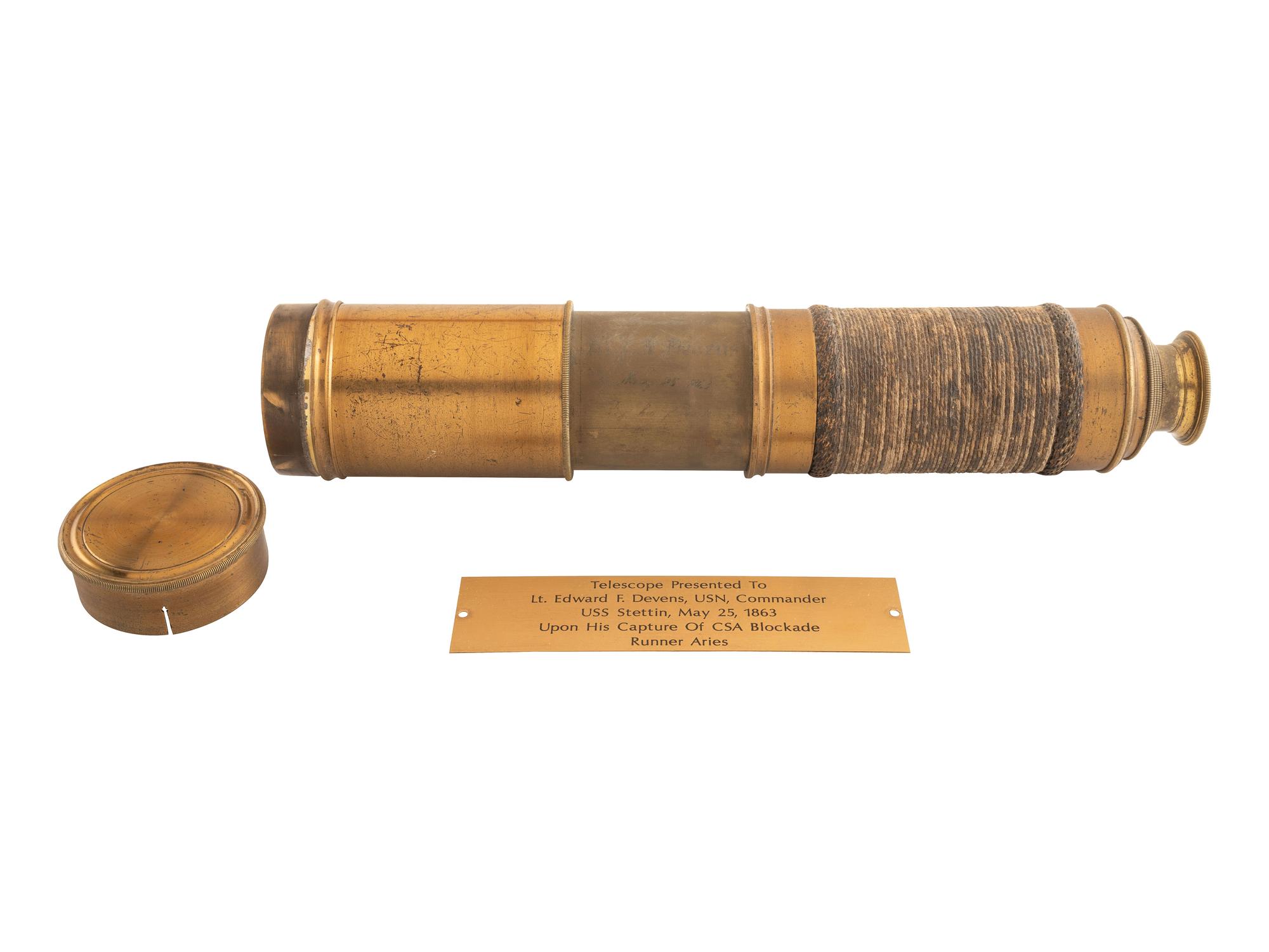 [CIVIL WAR]. Naval Telescope Presented to Lieutenant Edward Fesser Devens, 25 May 1863.
