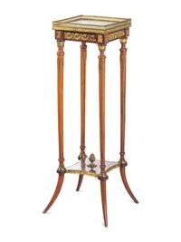 A Louis XVI Style Gilt Metal Mounted Onyx-Top Pedestal Table