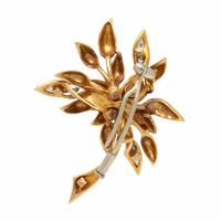 ENAMEL, DIAMOND, AND BICOLOR GOLD BROOCH