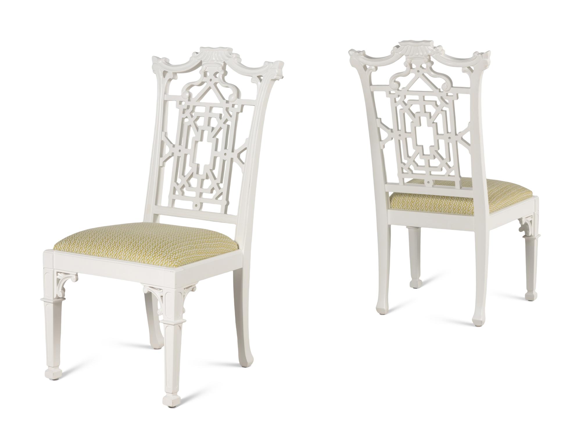 A Set of Six Chinese Chippendale Style Dining Chairs