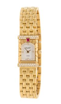 An 18 Karat Yellow Gold, Diamond and Ruby Facade Wristwatch, Van Cleef & Arpels,
