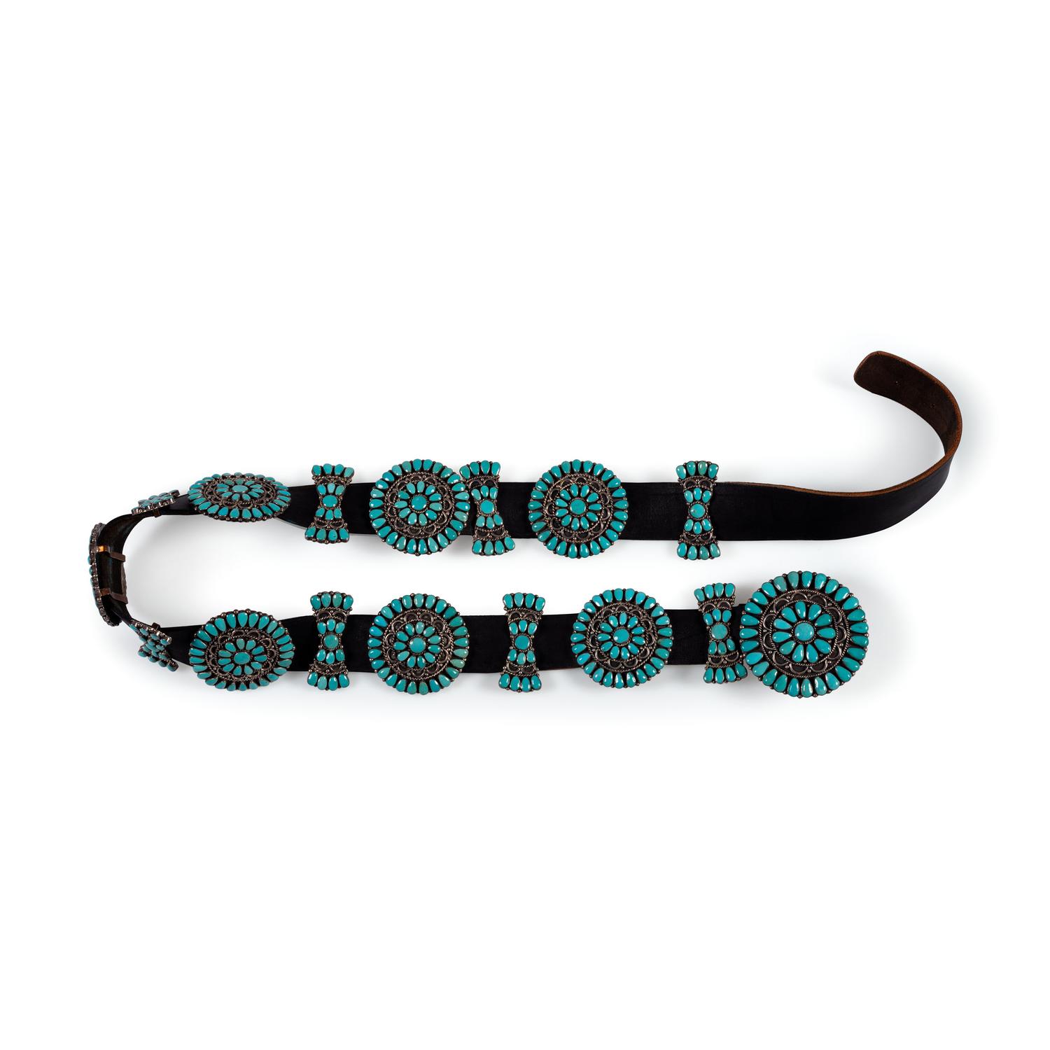 Zuni Petit Point Turquoise Concha Belt