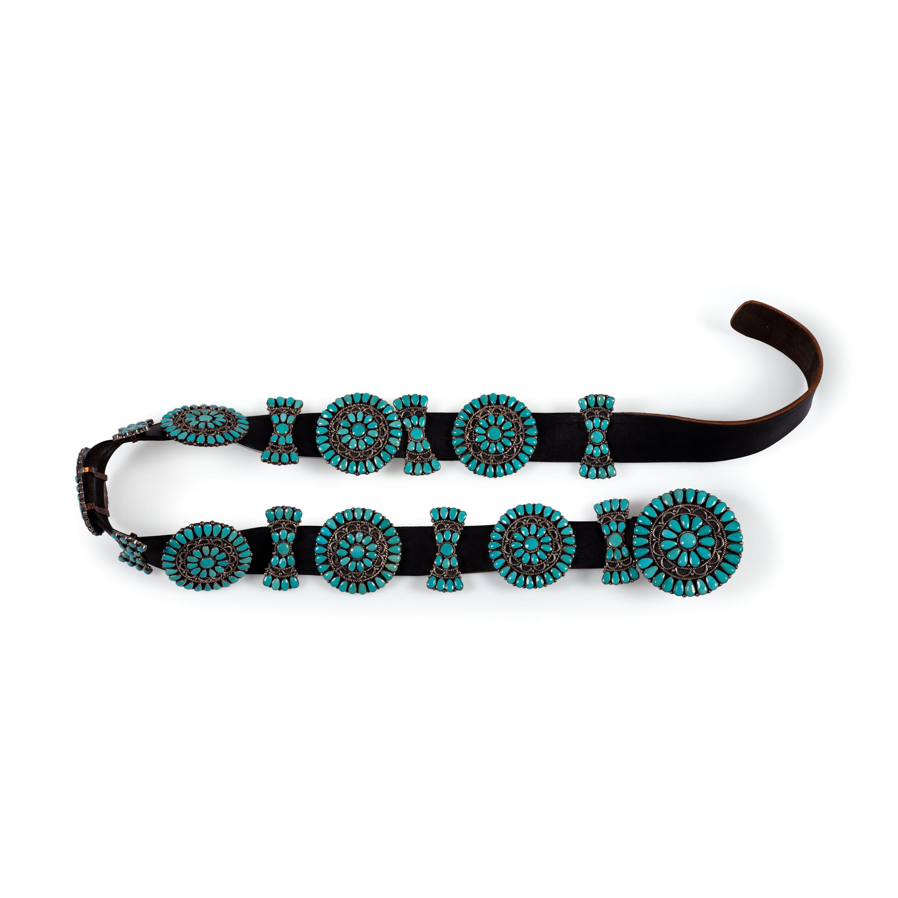 Zuni Petit Point Turquoise Concha Belt