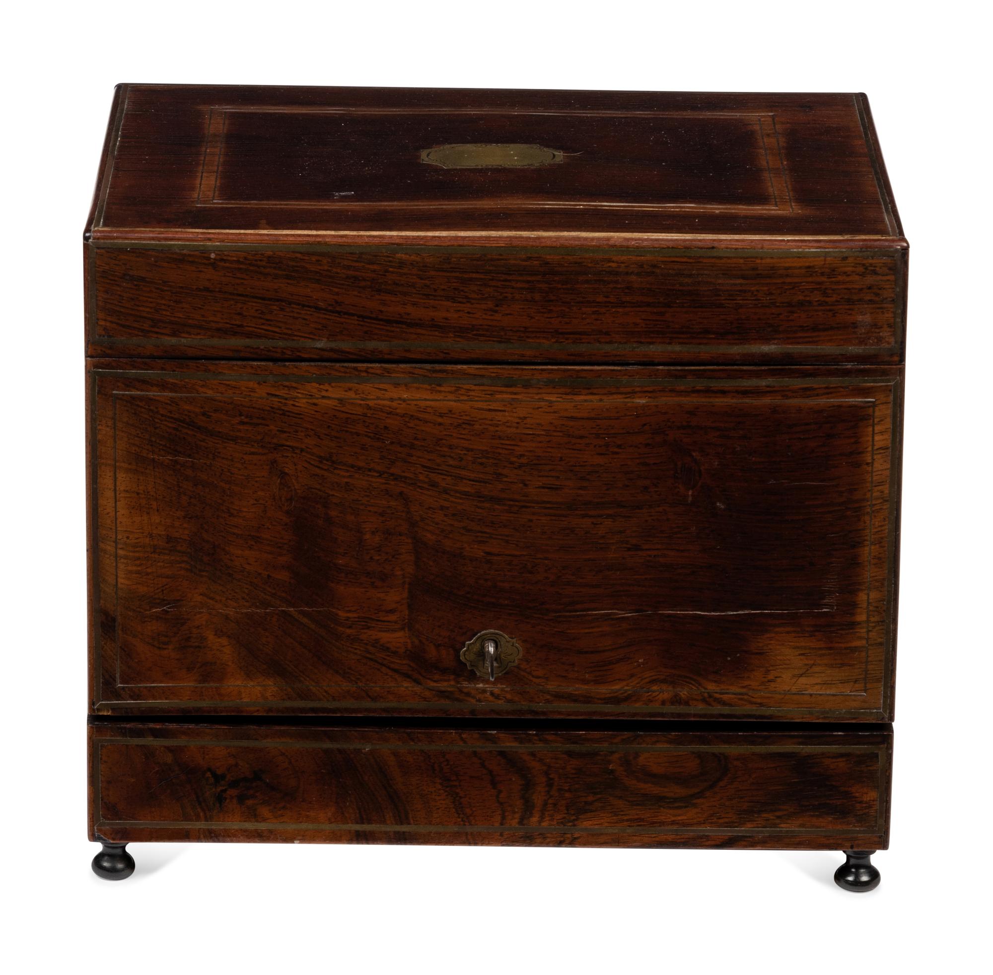 A French Mahogany and Brass Mounted Cave à Liqueur