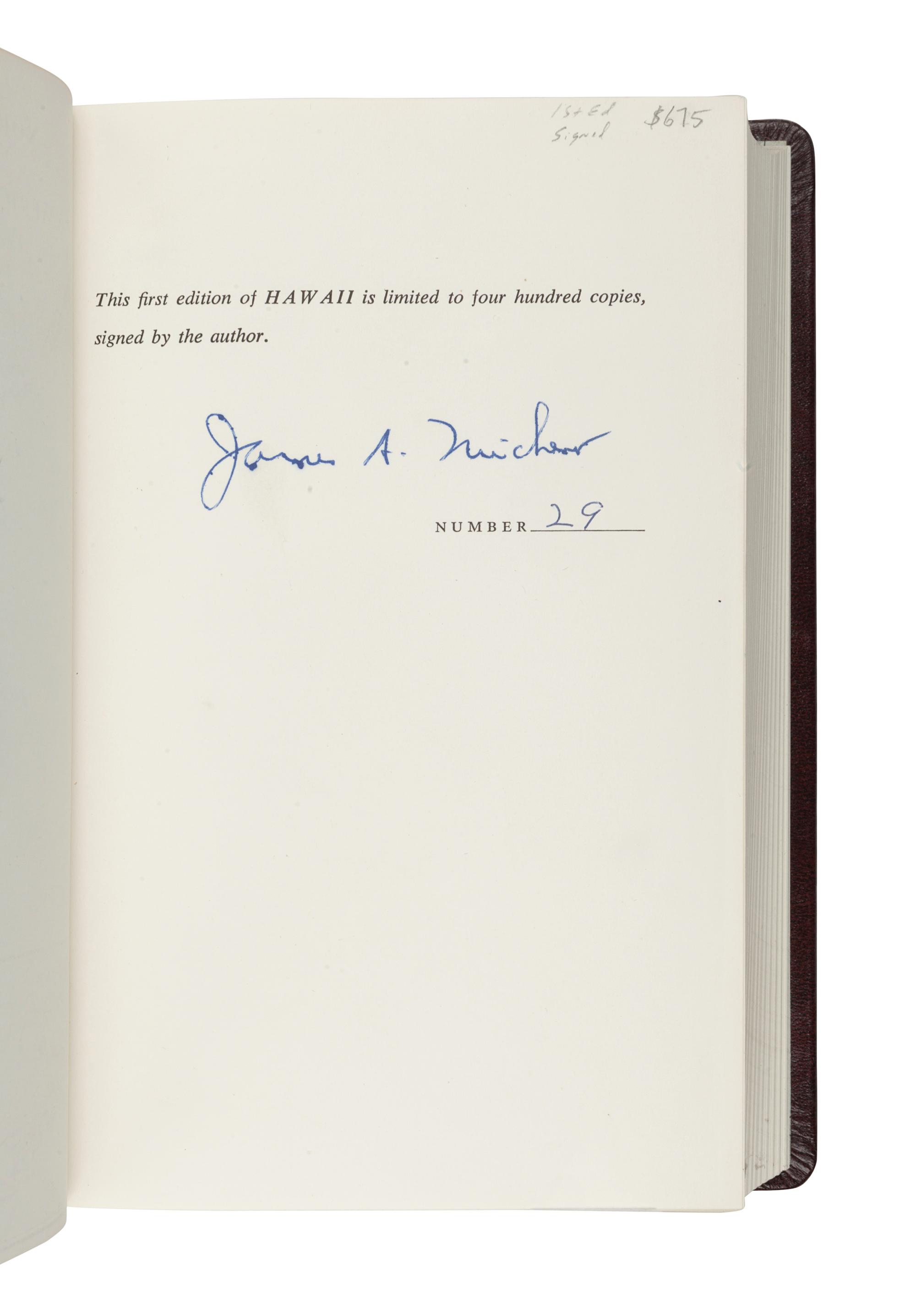 MICHENER, James A. (1907-1997). A group of 7 works by Michener, comprising: