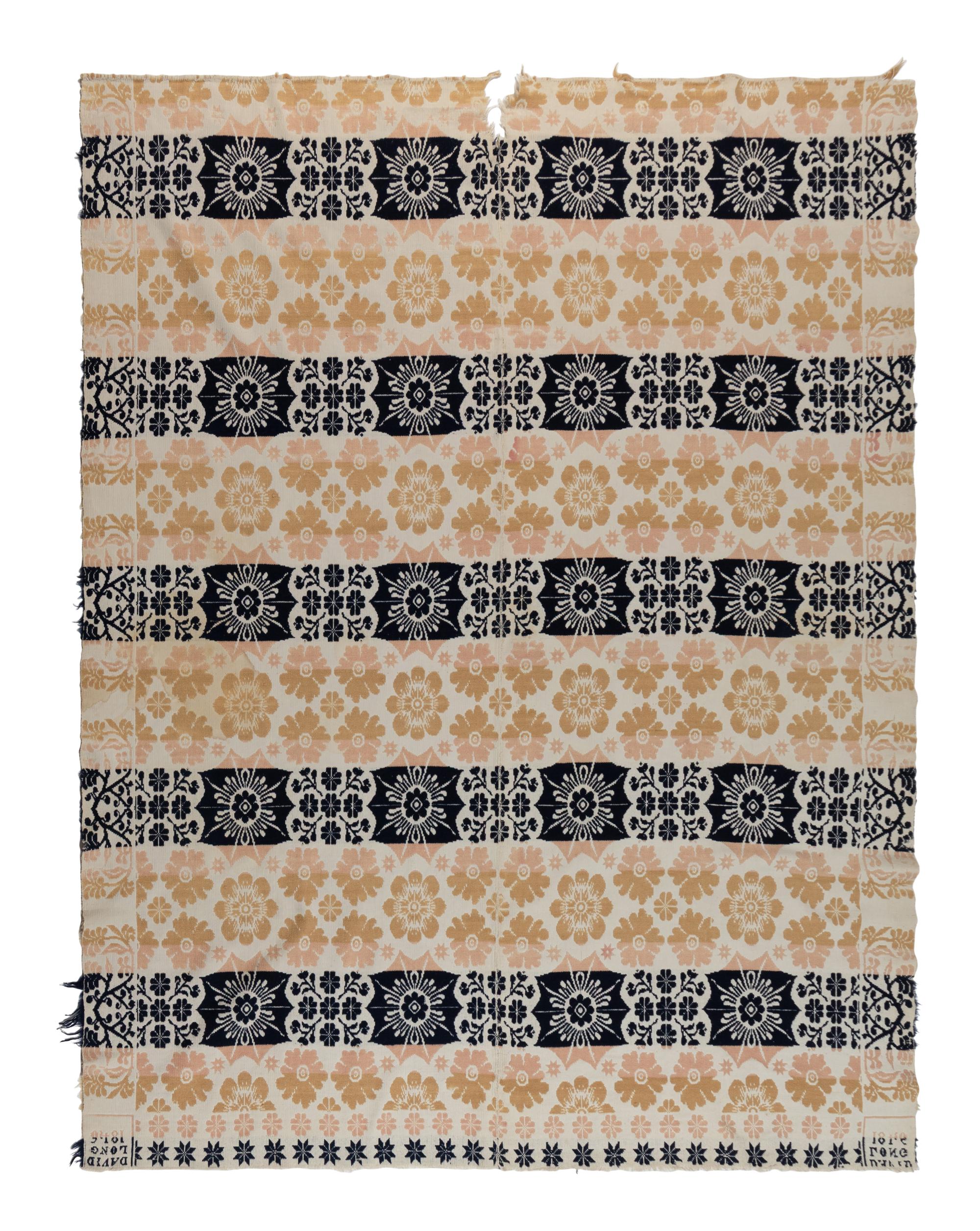 Two Cotton and Wool Jacquard Coverlets