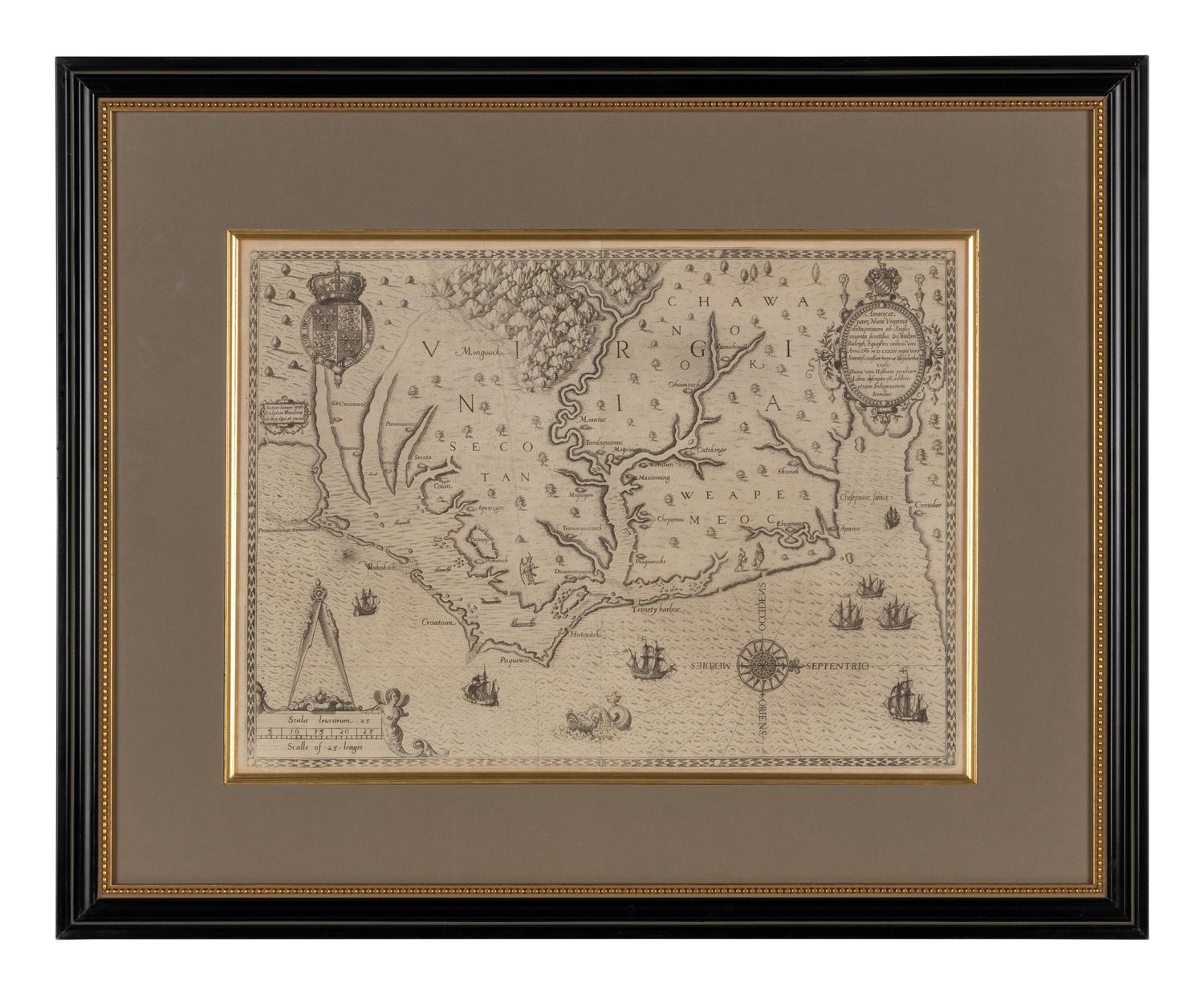 [MAP]. BRY, Theodor de (1528-1598) and John WHITE (1540-1593). Americae pars, nunc Virginia dicta primum ab Anglis . Frankfurt, 1590.