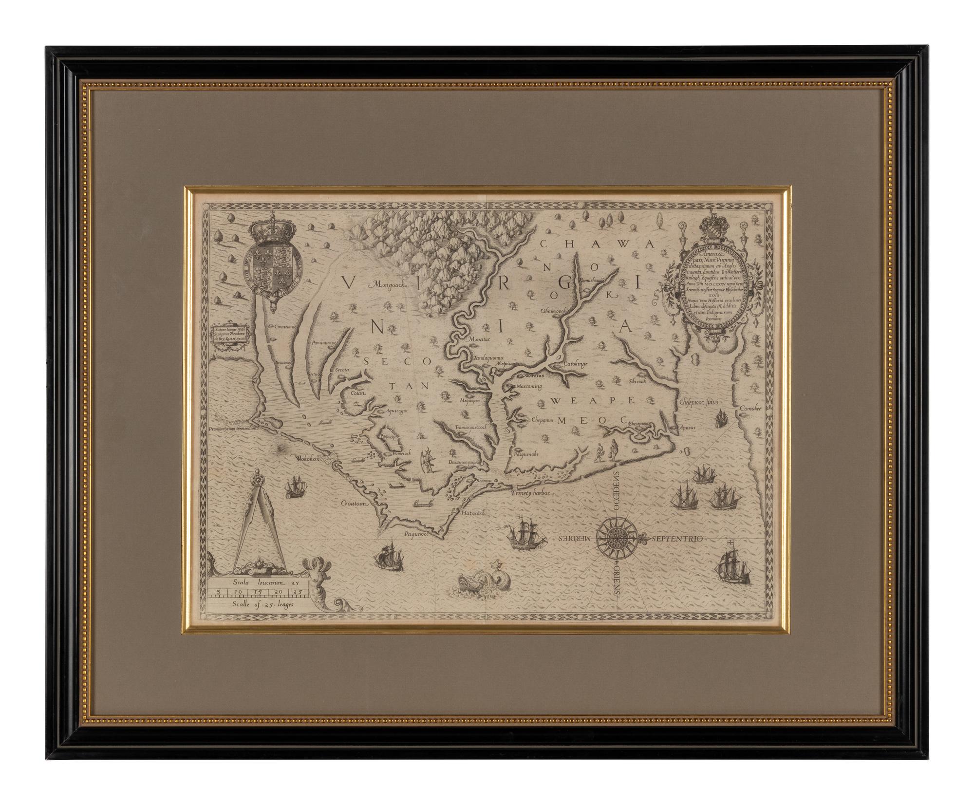 [MAP]. BRY, Theodor de (1528-1598) and John WHITE (1540-1593). Americae pars, nunc Virginia dicta primum ab Anglis . Frankfurt, 1590.
