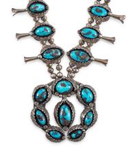 Navajo Silver and Turquoise Squash Blossom Necklace