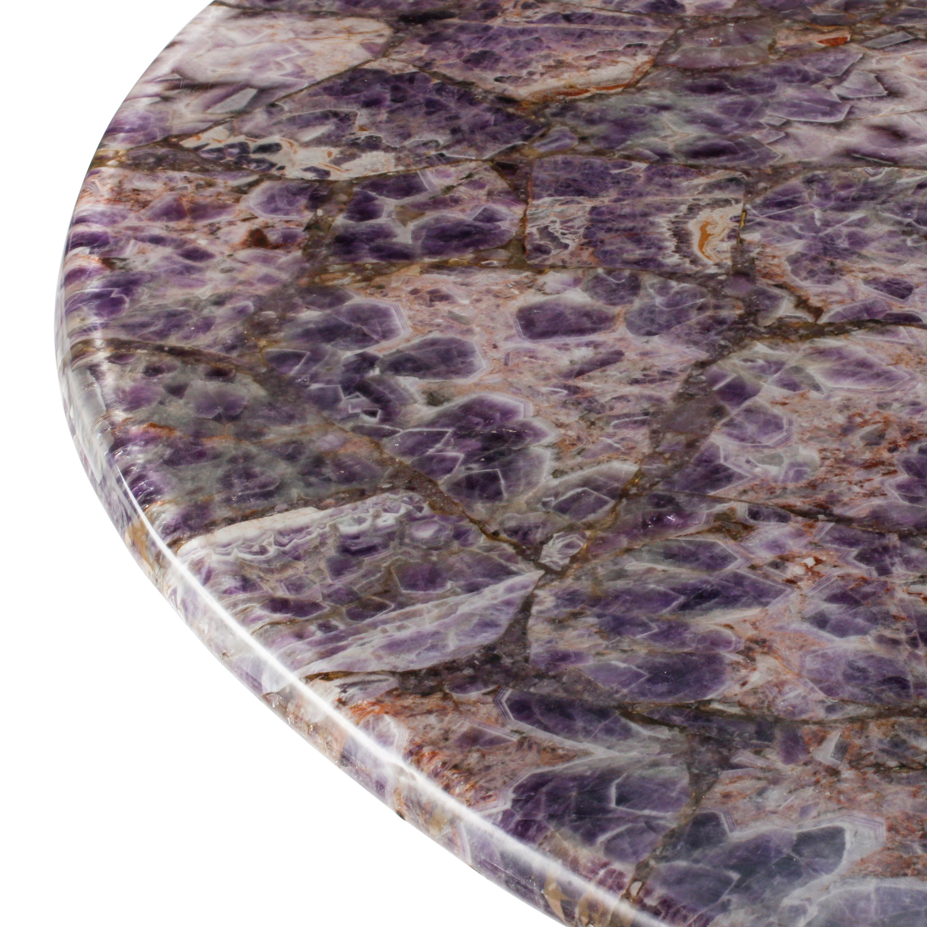 A Neoclassical Style Patinated and Gilt Bronze Amethyst-Top Table