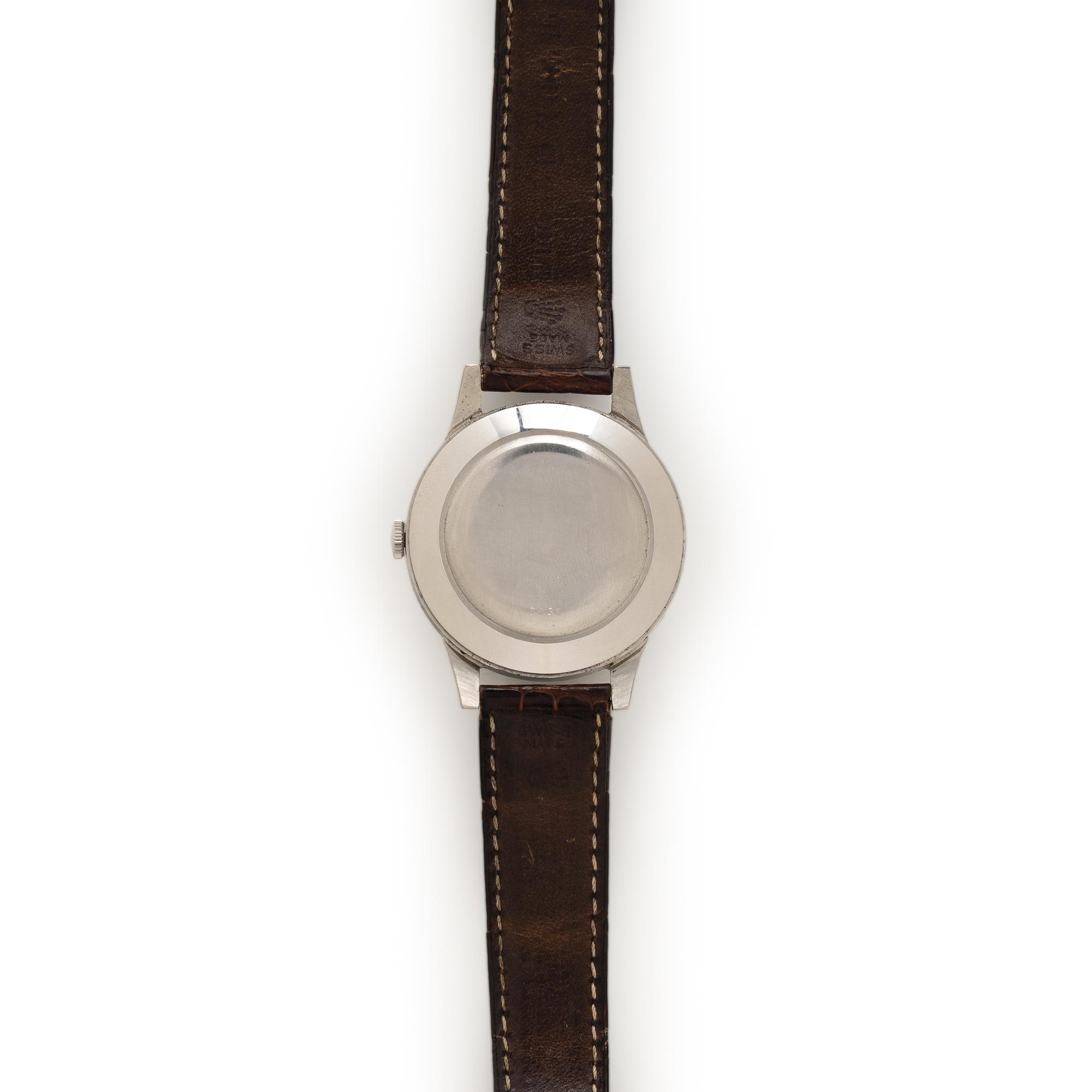ROLEX, REF. 8171 STAINLESS STEEL 'PADELLONE' TRIPLE CALENDAR MOONPHASE WATCH, CIRCA 1950