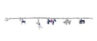 An Art Deco Platinum, Diamond, Ruby and Sapphire Charm Bracelet, Cartier,