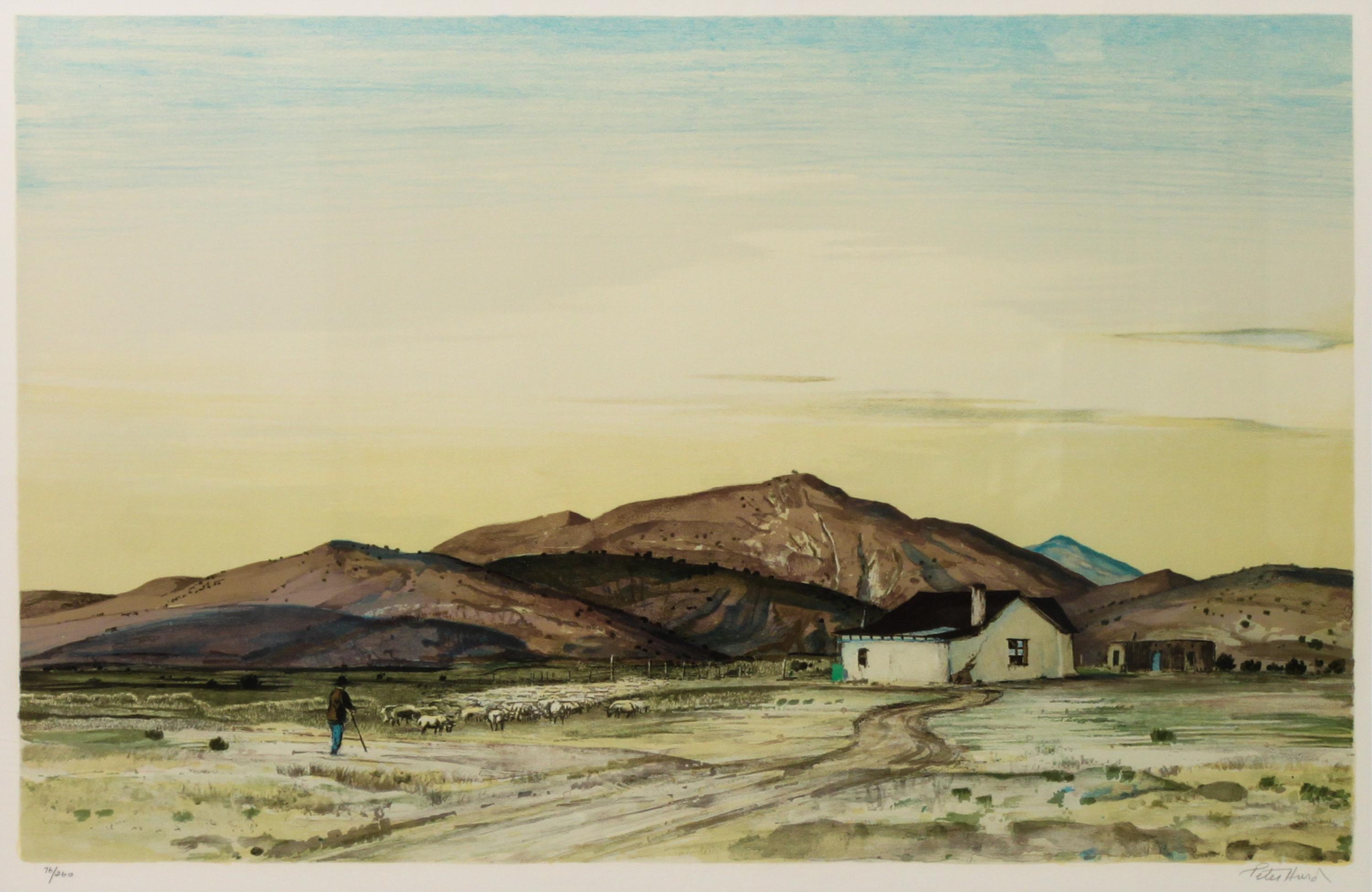 Peter Hurd, (American, 1904-1984), Man Herding