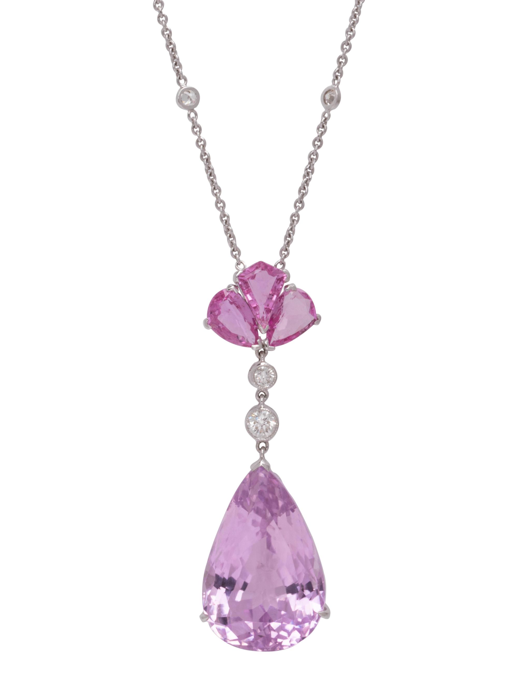 KUNZITE AND DIAMOND NECKLACE