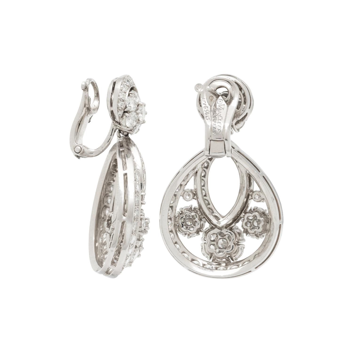VAN CLEEF & ARPELS, DIAMOND 'SNOWFLAKE' EARRINGS