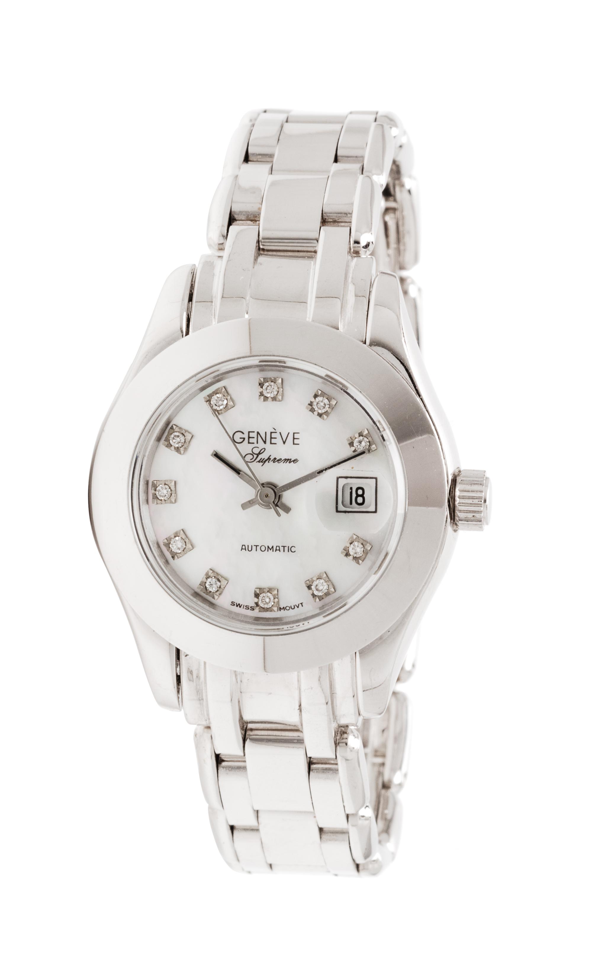 GENÉVE, 18K WHITE GOLD AND DIAMOND WRISTWATCH