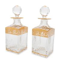 A Pair of Saint Louis Gilt-Decorated Glass Decanters