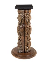 A Continental Carved Oak Pedestal