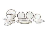 A Noritake Chatelaine Platinum Pattern Bone China Dinner Service for Eight — 20TH CENTURY