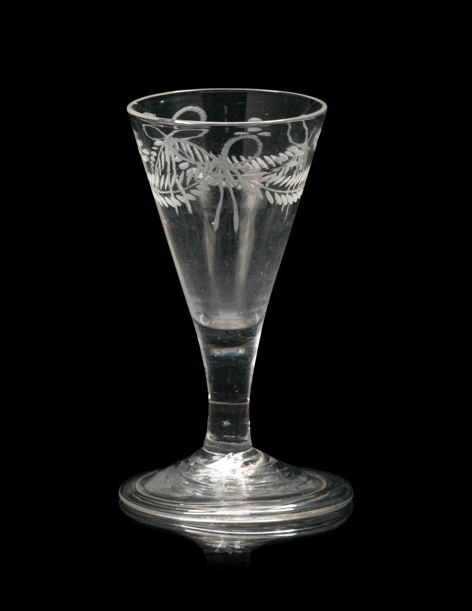 Two English Engraved Diminutive Ale Glasses