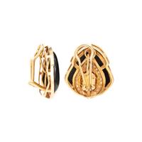 CITRINE, ONYX AND DIAMOND EARCLIPS