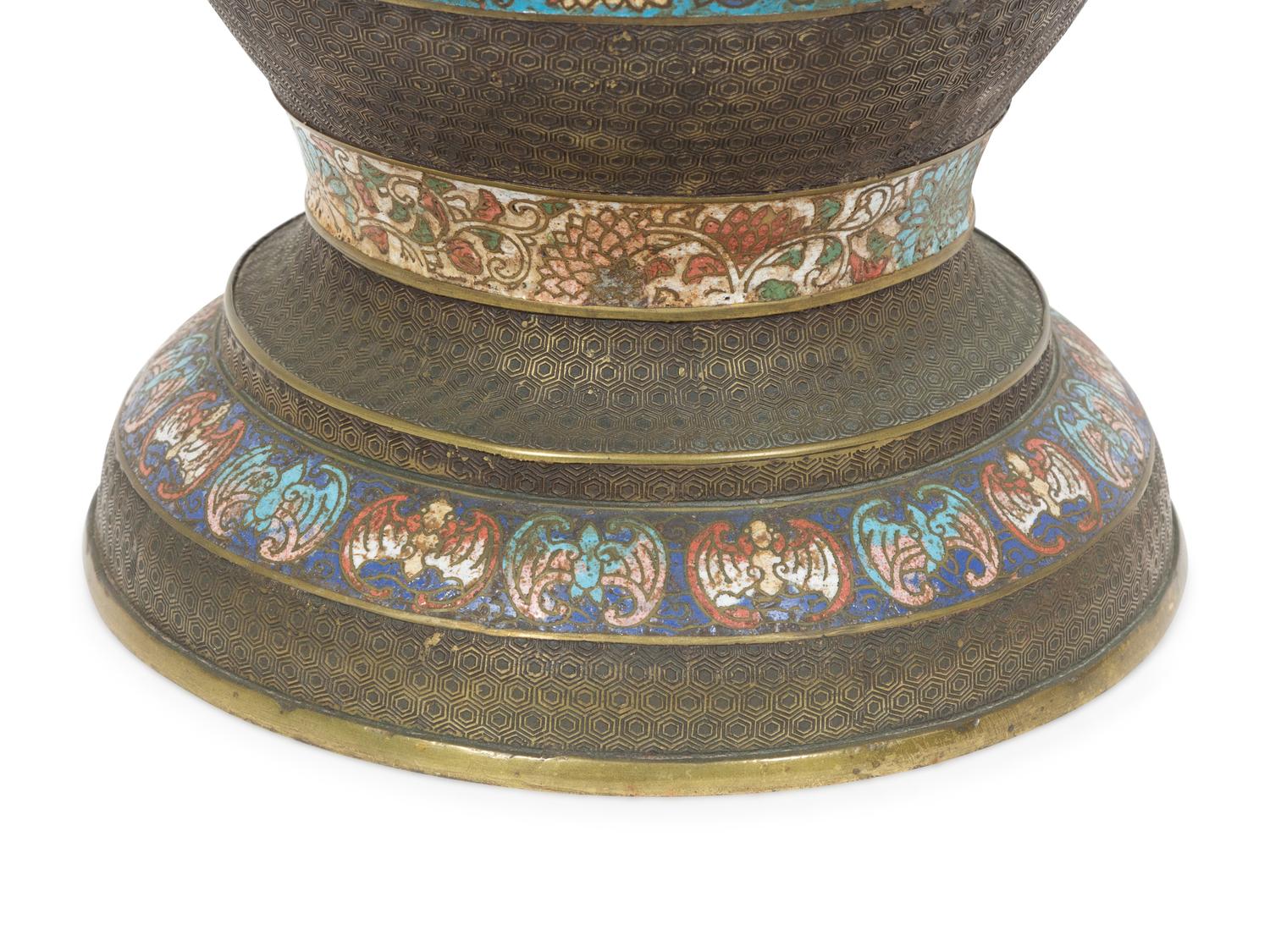 A Chinese Cloisonné Tall Lamp