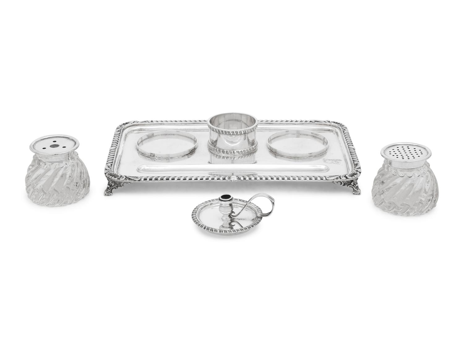 An American Silver and Cut Glass Encrier