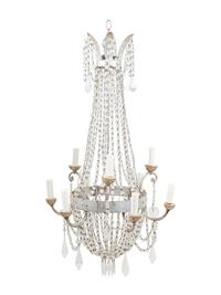 A Silvered Metal Eight-Light Chandelier