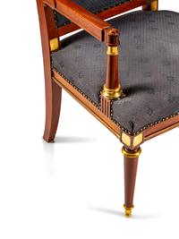 A Baltic Neoclassical Style Mahogany Desk and Chair