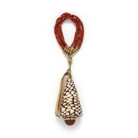 SHELL, CORAL AND JASPER PENDANT