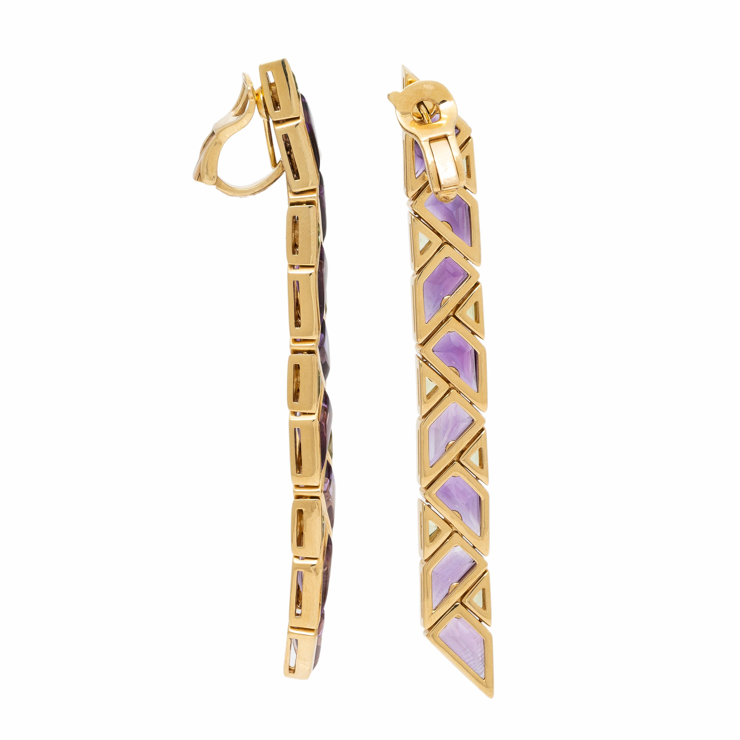 Marina B, Amethyst and Peridot Earrings