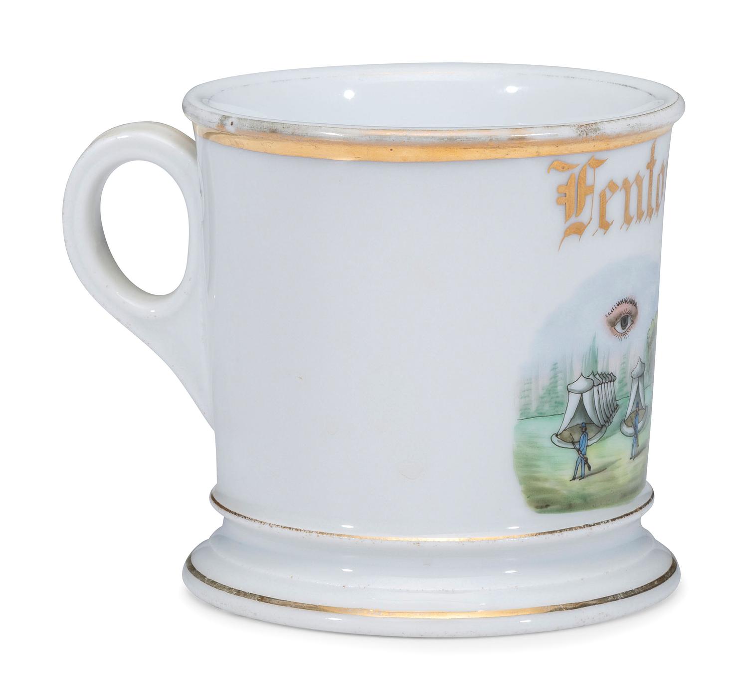 An Unusual Fraternal Butcher's Porcelain Occupational Shaving Mug
