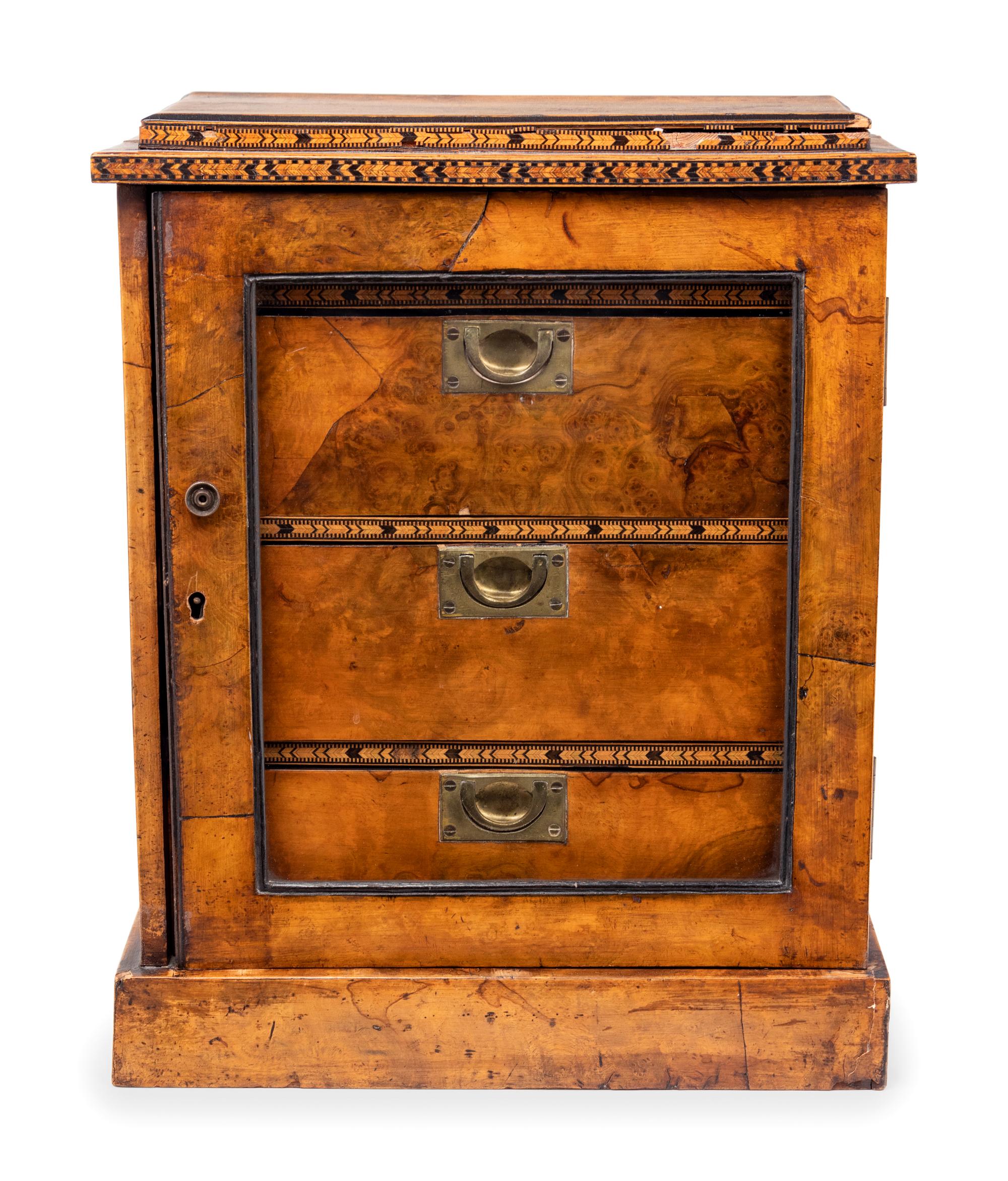A Continental Burlwood and Parquetry Table Cabinet