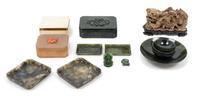 A Collection of 21 Chinese Hardstone Articles Length of longest 12 1/8 inches.