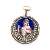 PHILIPPE TERROT, PASTE AND ENAMEL POCKET WATCH