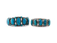 Navajo Silver Wire and Turquoise Cuff Bracelets